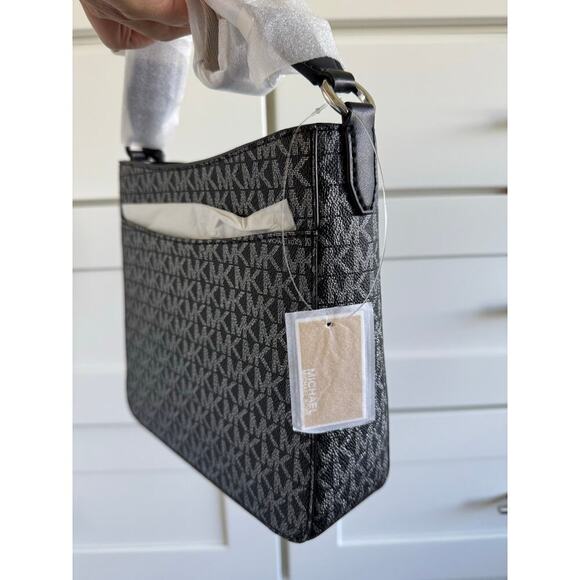 NWT Michael Kors Jet Set Travel Small Signature Logo and Metallic Messenger Bag - Picture 8 of 11